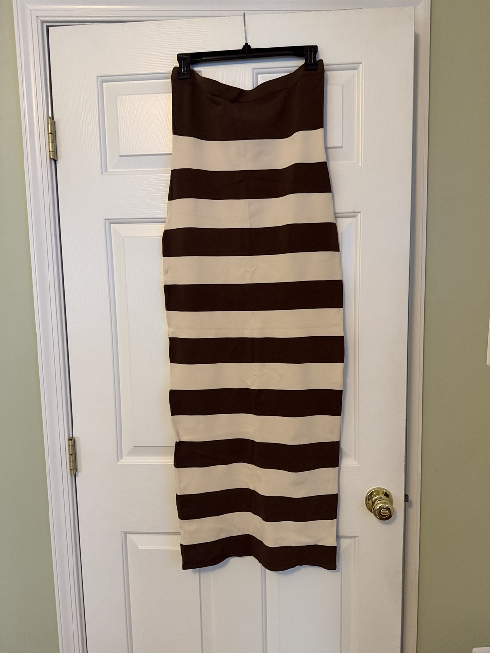 Posse Brown and Cream Striped Maxi Dress
